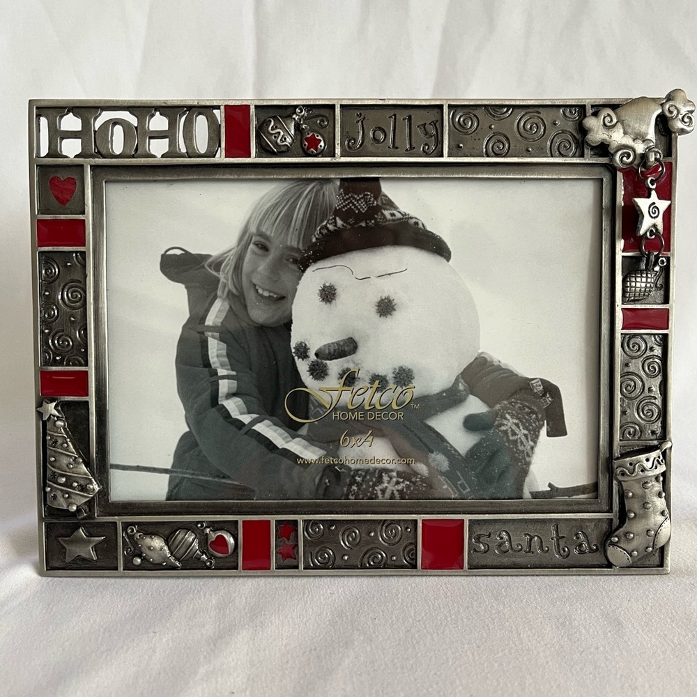 NEW Fetco 4x6 Holiday HOHOHO pewter and enamel picture frame